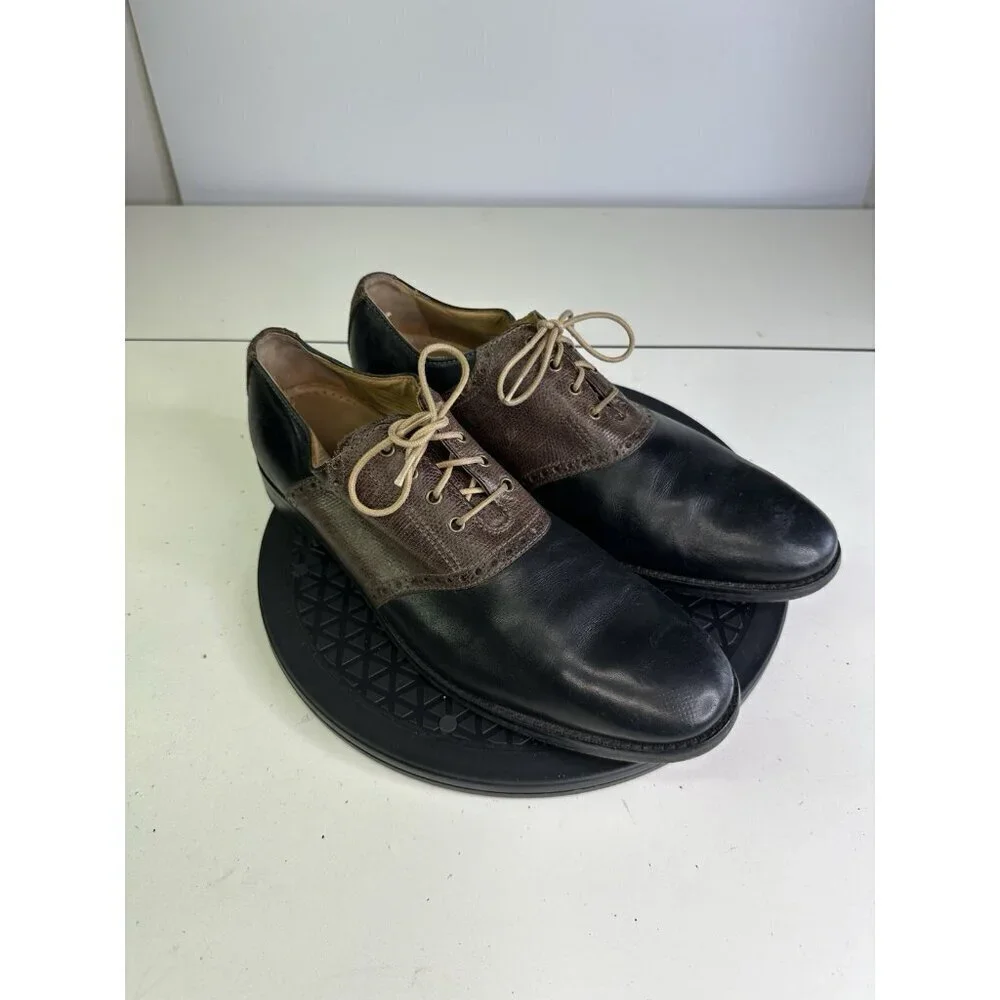Cole Haan C12890 Grand.OS Cambridge Black Brown Textured Saddle shoes Men's 10.5